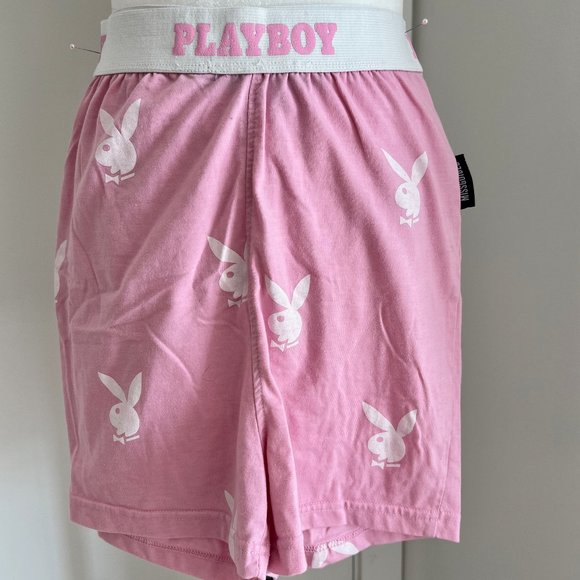 Playboy x Missguided High Waisted Boy Shorts | Size 4 | Pink/White - Picture 2 of 7
